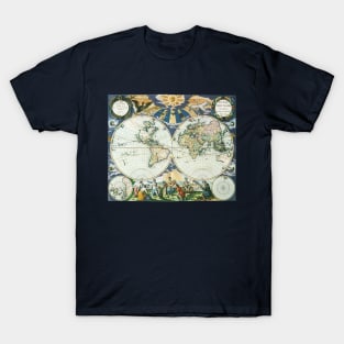 Antique World Map by Pieter Goos, 1666 T-Shirt